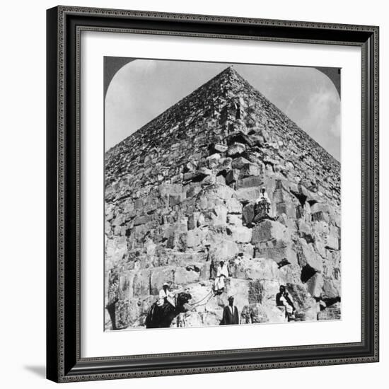 Looking Up the Northeast Corner of the Great Pyramid, Egypt, 1905-Underwood & Underwood-Framed Photographic Print