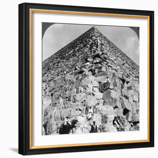 Looking Up the Northeast Corner of the Great Pyramid, Egypt, 1905-Underwood & Underwood-Framed Photographic Print