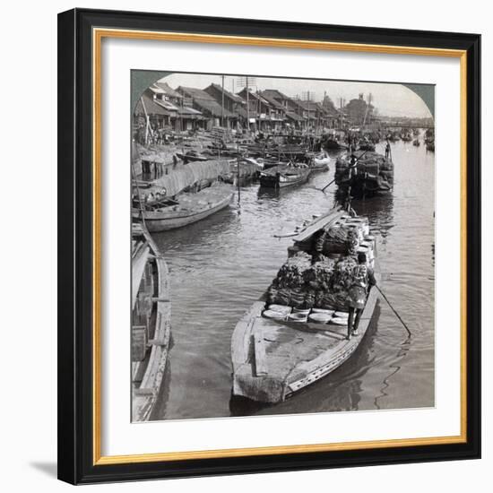 Looking West from Nihon Bashi (Bridg), Towards the Centre of Tokyo, Japan, 1904-Underwood & Underwood-Framed Photographic Print