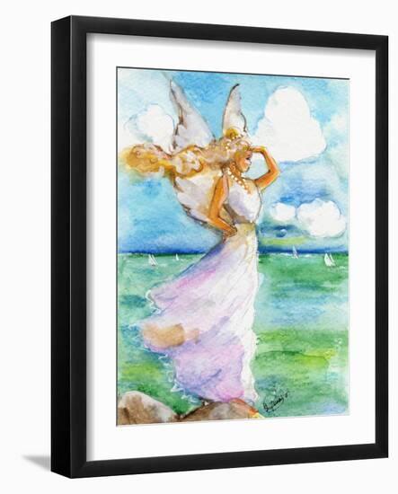 Lookout Angel on the Shore-sylvia pimental-Framed Art Print