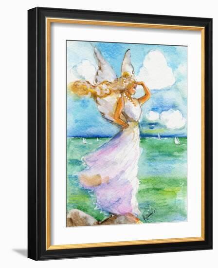 Lookout Angel on the Shore-sylvia pimental-Framed Art Print