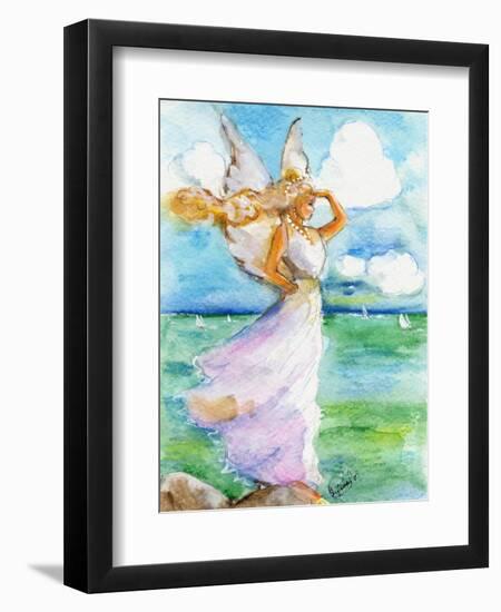 Lookout Angel on the Shore-sylvia pimental-Framed Art Print