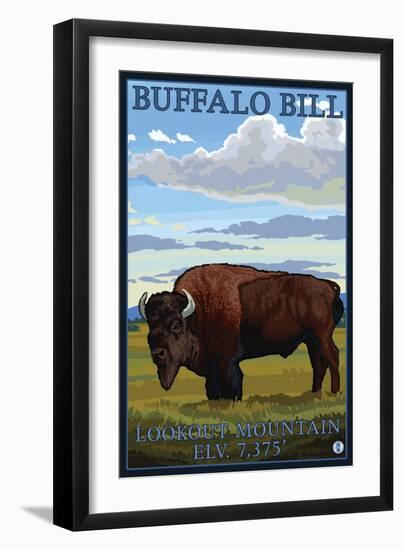 Lookout Mountain, Colorado - Bison Solo-Lantern Press-Framed Premium Giclee Print