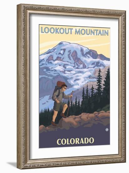 Lookout Mountain, Colorado - Mountain Hiker-Lantern Press-Framed Art Print