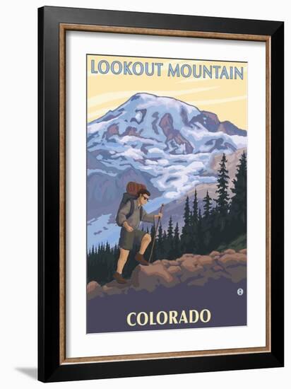 Lookout Mountain, Colorado - Mountain Hiker-Lantern Press-Framed Art Print