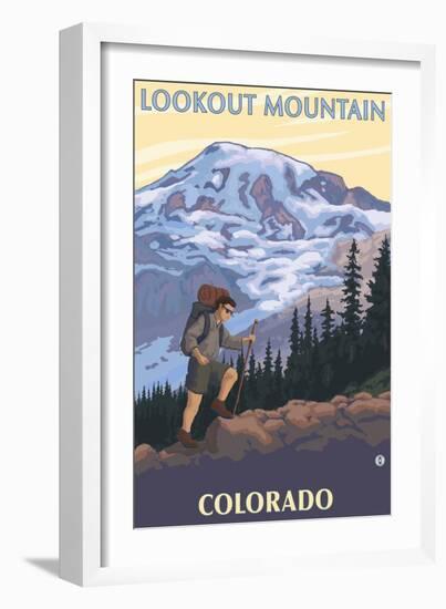 Lookout Mountain, Colorado - Mountain Hiker-Lantern Press-Framed Art Print