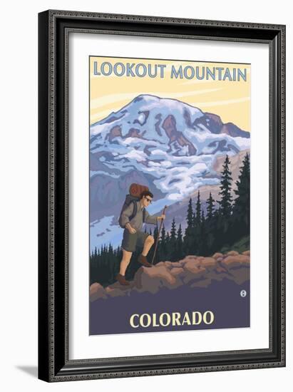 Lookout Mountain, Colorado - Mountain Hiker-Lantern Press-Framed Art Print