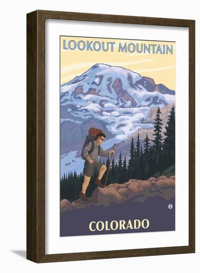 Lookout Mountain, Colorado - Mountain Hiker-Lantern Press-Framed Premium Giclee Print
