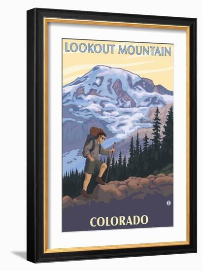 Lookout Mountain, Colorado - Mountain Hiker-Lantern Press-Framed Premium Giclee Print