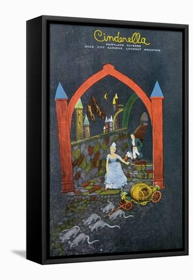 Lookout Mountain, Tennessee - Fairyland Caverns, Interior View of Cinderella Running from Prince-Lantern Press-Framed Stretched Canvas