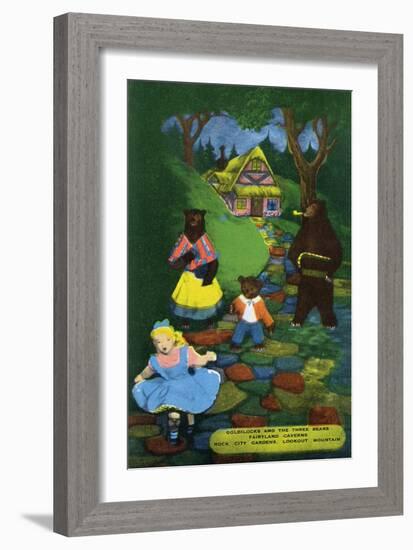 Lookout Mountain, Tennessee - Fairyland Caverns, Interior View of Goldilocks and the 3 Bears-Lantern Press-Framed Art Print