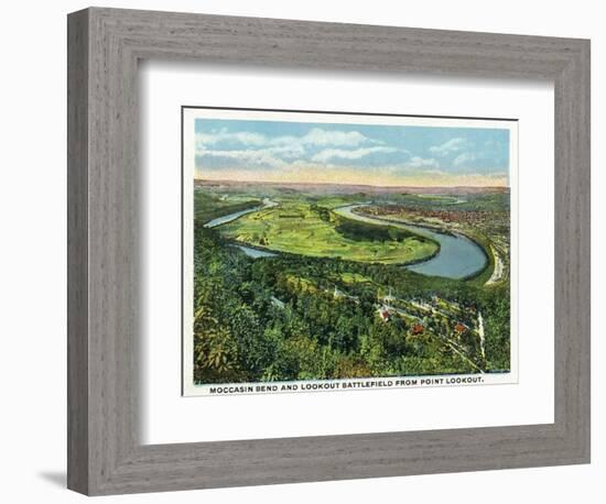 Lookout Mountain, Tennessee - Moccasin Bend, Lookout Battlefield View from Mt-Lantern Press-Framed Art Print