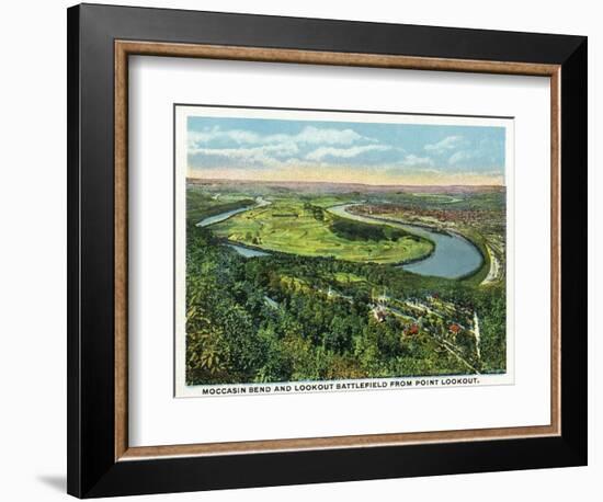 Lookout Mountain, Tennessee - Moccasin Bend, Lookout Battlefield View from Mt-Lantern Press-Framed Art Print