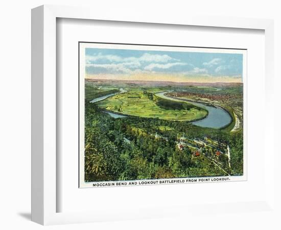 Lookout Mountain, Tennessee - Moccasin Bend, Lookout Battlefield View from Mt-Lantern Press-Framed Art Print