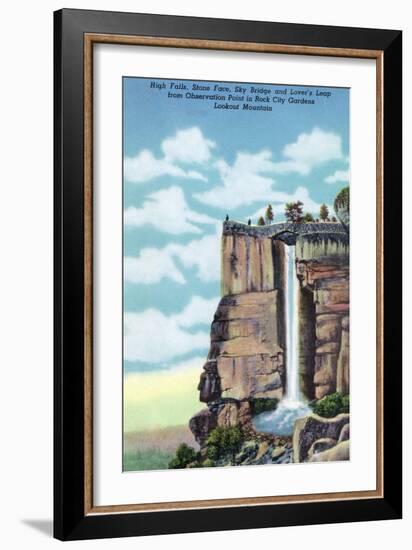 Lookout Mt., TN - Rock City Gardens, View of High Falls, Stone Face, Sky Bridge, Lover's Leap-Lantern Press-Framed Art Print