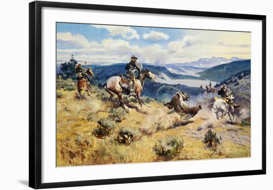 Loops and Swift Horses Are Surer Than Lead-Charles Marion Russell-Framed Art Print