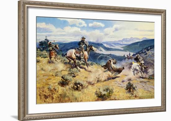 Loops and Swift Horses Are Surer Than Lead-Charles Marion Russell-Framed Art Print