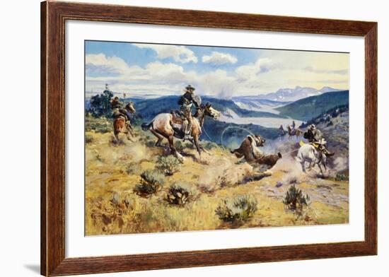 Loops and Swift Horses Are Surer Than Lead-Charles Marion Russell-Framed Art Print