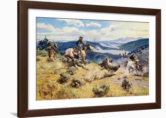 Loops and Swift Horses Are Surer Than Lead-Charles Marion Russell-Framed Art Print