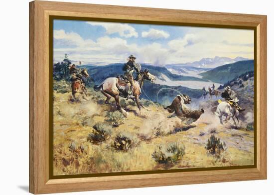 Loops and Swift Horses are Surer than Lead-Charles Marion Russell-Framed Stretched Canvas