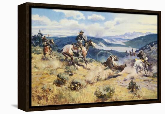 Loops and Swift Horses are Surer than Lead-Charles Marion Russell-Framed Stretched Canvas