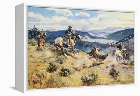 Loops and Swift Horses are Surer than Lead-Charles Marion Russell-Framed Stretched Canvas