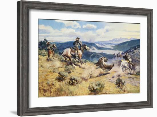 Loops and Swift Horses are Surer than Lead-Charles Marion Russell-Framed Art Print