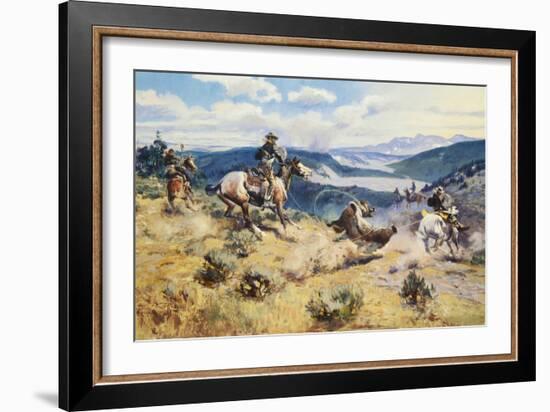 Loops and Swift Horses are Surer than Lead-Charles Marion Russell-Framed Art Print