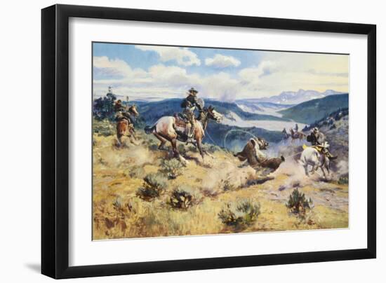 Loops and Swift Horses are Surer than Lead-Charles Marion Russell-Framed Art Print