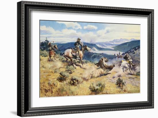 Loops and Swift Horses are Surer than Lead-Charles Marion Russell-Framed Art Print