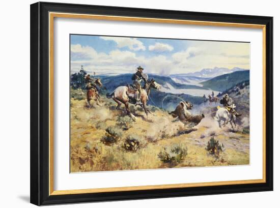 Loops and Swift Horses are Surer than Lead-Charles Marion Russell-Framed Art Print