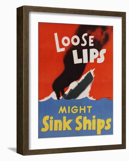 Loose Lips Might Sink Ships-David Pollack-Framed Giclee Print