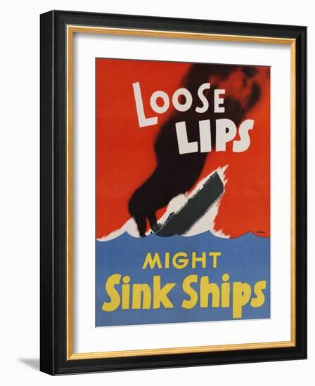 Loose Lips Might Sink Ships-David Pollack-Framed Giclee Print