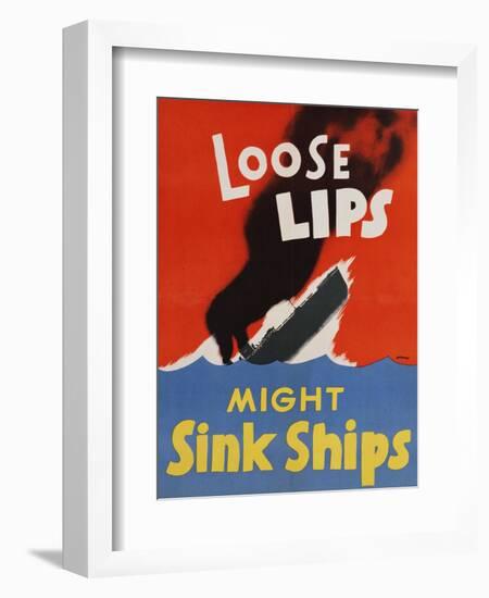 Loose Lips Might Sink Ships-David Pollack-Framed Giclee Print