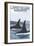 Lopez Island, WA - Orca Fins-Lantern Press-Framed Art Print