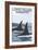 Lopez Island, WA - Orca Fins-Lantern Press-Framed Art Print