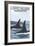 Lopez Island, WA - Orca Fins-Lantern Press-Framed Art Print