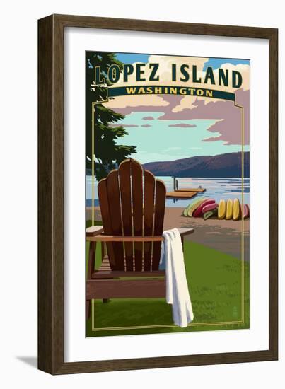 Lopez Island, Washington - Adirondack Chairs-Lantern Press-Framed Art Print