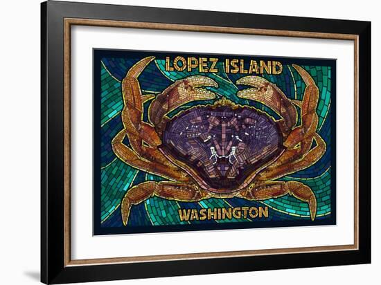 Lopez Island, Washington - Dungeness Crab Mosaic-Lantern Press-Framed Art Print