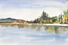 Lakefront Watercolor-Lora Gold-Framed Stretched Canvas