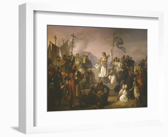 Lord Byron, 1788-1824, English Poet, Swearing Oath on Tomb of Marcos Botzaris-Lipparini-Framed Giclee Print