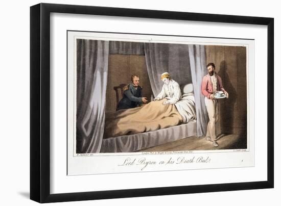 Lord Byron on His Death Bed, from the Last Days of Lord Byron by William Parry, Pub. 1825-Robert Seymour-Framed Giclee Print
