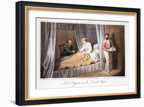 Lord Byron on His Death Bed, from the Last Days of Lord Byron by William Parry, Pub. 1825-Robert Seymour-Framed Giclee Print