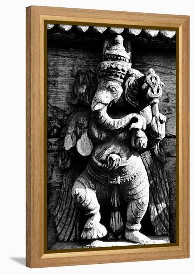 Lord Ganesh Wooden Sculpture, Mysore Temple, Karnataka, India, 1985-null-Framed Premier Image Canvas