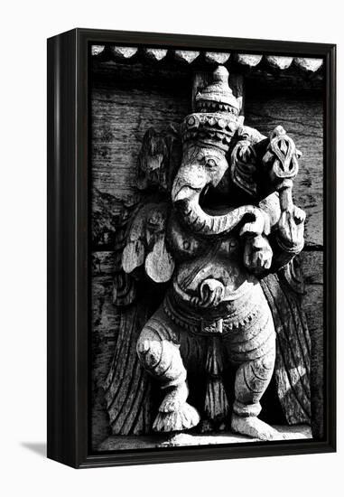 Lord Ganesh Wooden Sculpture, Mysore Temple, Karnataka, India, 1985-null-Framed Premier Image Canvas