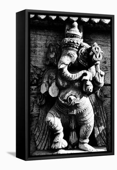 Lord Ganesh Wooden Sculpture, Mysore Temple, Karnataka, India, 1985-null-Framed Premier Image Canvas