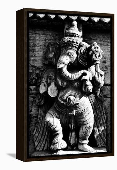 Lord Ganesh Wooden Sculpture, Mysore Temple, Karnataka, India, 1985-null-Framed Premier Image Canvas