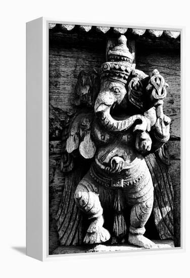 Lord Ganesh Wooden Sculpture, Mysore Temple, Karnataka, India, 1985-null-Framed Premier Image Canvas