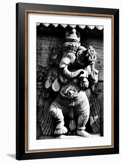 Lord Ganesh Wooden Sculpture, Mysore Temple, Karnataka, India, 1985-null-Framed Photographic Print