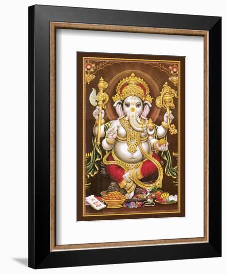 Lord Ganesha - Hindu Elephant Headed Deity - God of Wisdom, Knowledge and New Beginnings-null-Framed Art Print